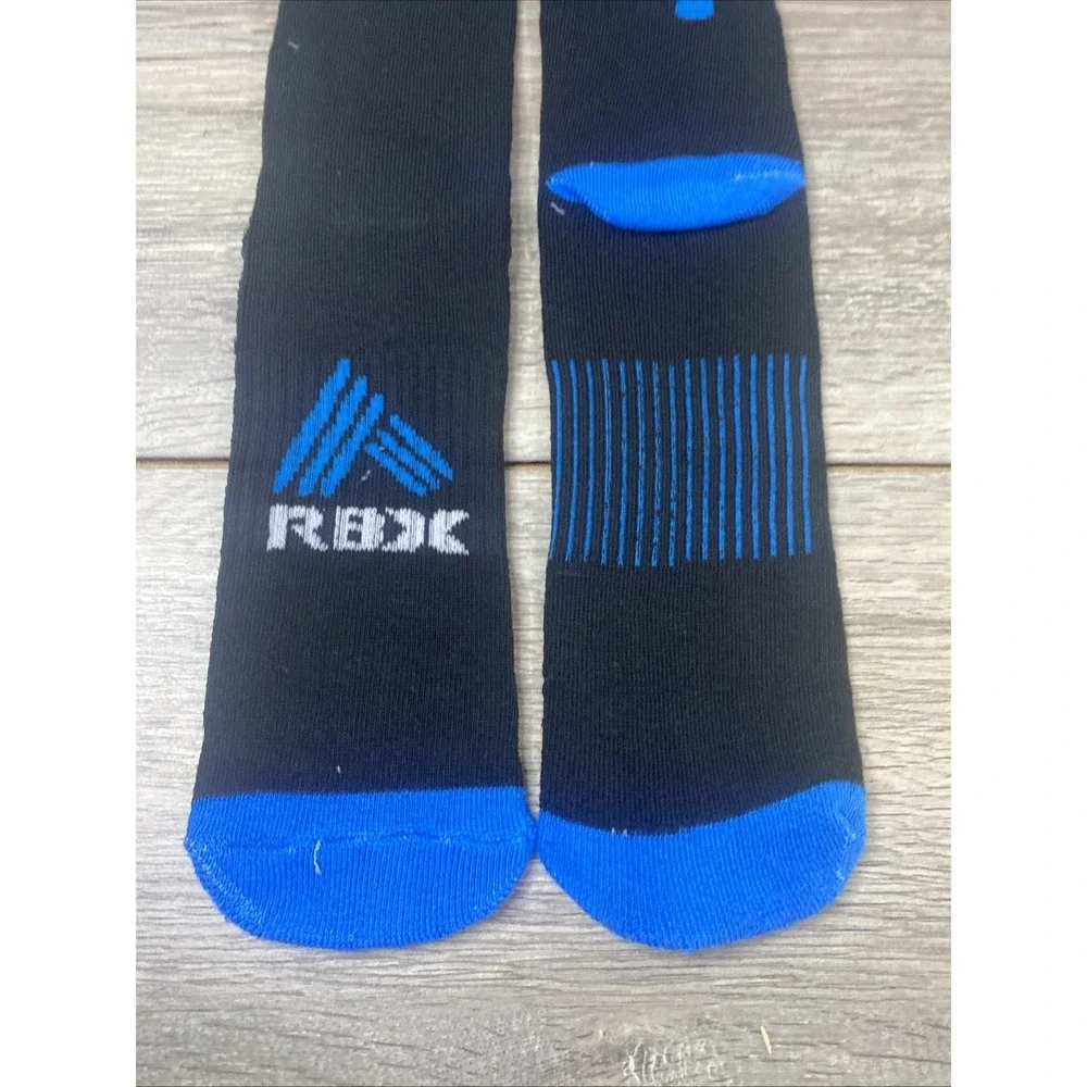 RBX Mens Crew Socks Black Blue‎ Athletic Performance Arch Support Cushioned 1 Pr